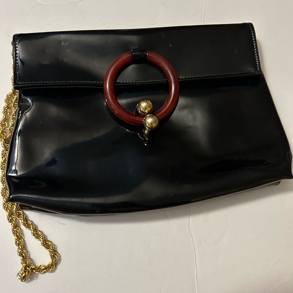 Black vintage patent purse